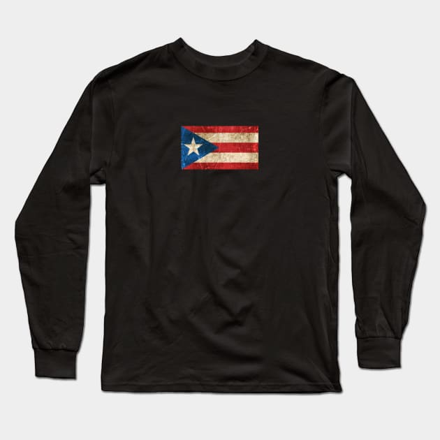 Vintage Aged and Scratched Puerto Rican Flag Long Sleeve T-Shirt by jeffbartels